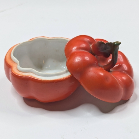 Antique 1910s Royal Bayreuth Porcelain Tomato/Pepper Trinket Box Collectible Red - Picture 5 of 10